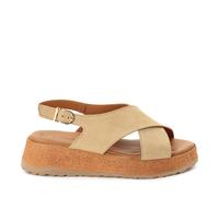 Keilsandalette TAMARIS "Tamaris Sandalen Veloursleder", Damen, Gr. 40, beige, Veloursleder, Schuhe (74985621-40) beige