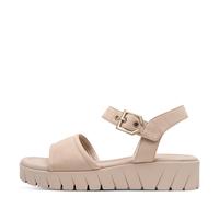 Riemchensandale TAMARIS, Damen, Gr. 39, creme, Nubukleder, unifarben, Schuhe Riemchensandale, Sommerschuh, Sandalette mit markantem Plateau (15049446-39) creme