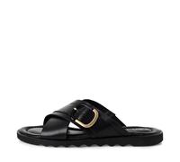 Tamaris Damenschuhe Klassische Pantoletten BLACK LEATHER BLACK LEATHER - Gr. - 42
