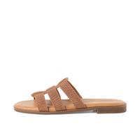 Pantolette TAMARIS, Damen, Gr. 36, braun, Veloursleder, Flechtoptik, unifarben, Schuhe Pantolette, Sommerschuh, Schupfschuh, Flats mit modischen Riemchen (33525723-36) braun