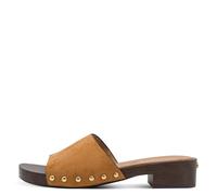 Pantolette TAMARIS, Herren, Gr. 41, cognac, Textil, unifarben, Schuhe Pantolette, Blockabsatz, Sommerschuh, Schlüpfschuh mit aufgesetzten Nieten (74395166-41) cognac