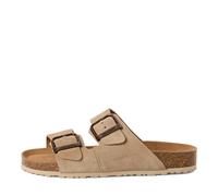 Pantolette TAMARIS, Damen, Gr. 38, taupe, Leder, unifarben, Schuhe Pantolette, Hausschuh, Schlappen mit zwei verstellbaren Schnallen (69800638-38) taupe