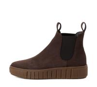 Chelseaboots TAMARIS, Damen, Gr. 37, mokka, Elastischer Einsatz, Nubukleder, unifarben, Schuhe Chelseaboots, Plateaus, Herbstboots mit zwei Anziehlaschen (16083006-37) mokka