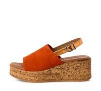Tamaris Damen Plateau Sandalen Leder Keilabsatz Sommer; ORANGE/orange; 36 EU