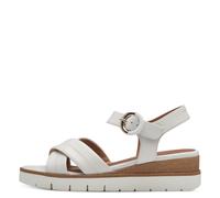 Tamaris Damen Sandalette mit Plateau & Keilabsatz, Leder, Weiß, 40 EU