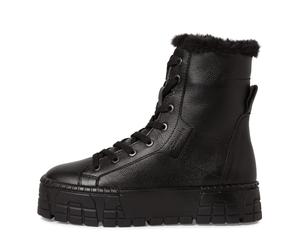 Tamaris Damenschuhe Schnürstiefel BLACK LEATHER BLACK LEATHER - Gr. - 39