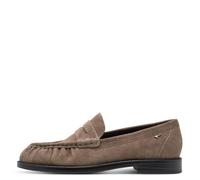 Slipper TAMARIS, Damen, Gr. 42, braun (taupe), Ziegenveloursleder, unifarben, Schuhe Slipper, Blockabsatz, Businessschuh, Halbschuh in Mokassin-Optik (17365646-42) taupe