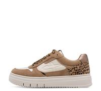 Plateausneaker TAMARIS, Damen, Gr. 37, beige (leo kombiniert), Leder, Lederimitat, kontrastfarbene Details, Schuhe Plateausneaker, Halbschuh, Schnürer, Freizeitschuh mit Kontrastbesätzen (52275953-37)