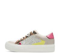 Plateausneaker TAMARIS, Damen, Gr. 38, leo kombiniert, Lederimitat, Textil, kontrastfarbene Details, Schuhe Plateausneaker, Freizeitschuh, Halbschuh, Schnürer mit Kontrastbesätzen und Glitzer (3312176