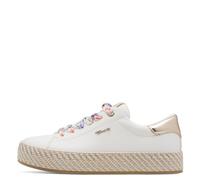 Plateausneaker TAMARIS, Damen, Gr. 40, weiß, Lederimitat, glänzend, unifarben mit Farbeinsatz, Schuhe Plateausneaker, Freizeitschuh, Halbschuh, Schnürschuh mit Textilkordel am Plateau (27347430-40) we
