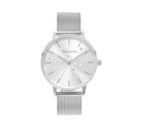 Tamaris Damenuhr - Schlichte, runde Armbanduhr für Damen 36 mm - Armbanduhr mit Edelstahl Meshband in Silber, Gold, Roségold, Schwarz, Blau, Grün, Lila UVM, wasserfest