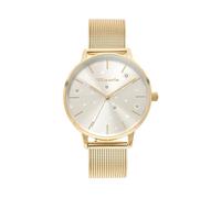 Tamaris Damenuhr - Schlichte, runde Armbanduhr für Damen 36 mm - Armbanduhr mit Edelstahl Meshband in Silber, Gold, Roségold, Schwarz, Blau, Grün, Lila UVM, wasserfest