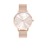 Tamaris Damenuhr - Schlichte, runde Armbanduhr für Damen 36 mm - Armbanduhr mit Edelstahl Meshband, wasserfest