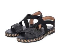 Tamaris Espadrille-Sandalen - Gr. 37 - Schwarz - Synthetik, Leder & Textil