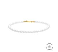Tamaris Anklet - Elegantes Fußkettchen aus poliertem Edelstahl - IP Gold - Glasperlenkette verstellbar bis 25 cm - wasserfest & hautfreundlich