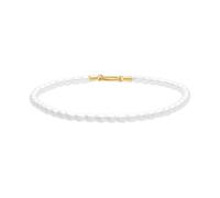 Tamaris Anklet - Elegantes Fußkettchen aus poliertem Edelstahl - IP Gold - Glasperlenkette verstellbar bis 25 cm - wasserfest & hautfreundlich