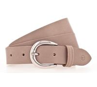 Ledergürtel TAMARIS "Clara Silver", Damen, Gr. 75, grau (taupe), Rindsleder, unifarben, Basic, Gürtel Ledergürtel, mit glänzender silberfarbener Schließe (64876759-75) taupe