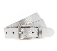 Ledergürtel TAMARIS "Cara Silver", Damen, Gr. 85, silber (silberfarben), Rindsleder, glänzend, festlich, Gürtel Ledergürtel, mit Metallic-Finish (99551161-85) silberfarben