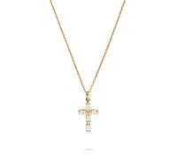 Tamaris Necklace - Halsketten mit Kreuz-Anhänger Edelstahl - IP Gold - Ankerkette verstellbar bis 47 cm - wasserfest & hautfreundlich