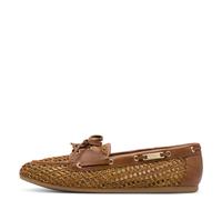 Tamaris - Lässiger Slipper mit dekorativer Schnürung und Flecht-Optik braun - Gr. - 39