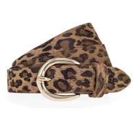 Tamaris Ledergürtel Damen, Gr. 100, Rindsleder, Animalmuster, 3 cm breit, Taupe/Schwarzbraun