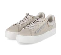 Tamaris Plateausneaker Damen – Lederimitat ecru/gold, Schnürer mit Glitzerdetails Gr. 36