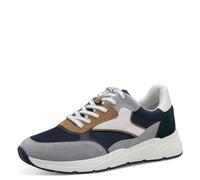 Sneaker TAMARIS, Herren, Gr. 40, navy kombiniert, Glattleder, Textil, Veloursleder, kontrastfarbene Details, Schuhe Sneaker, Freizeitschuh, Schnürschuh mit modischen Kontrastbesätzen, für Herren (9085