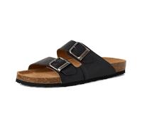 Pantolette TAMARIS, Damen, Gr. 43, schwarz, Leder, unifarben, Basic, Schuhe Pantolette, Hausschuh, Bequemschuh mit Logo-Schriftzug, für Herren (93375203-43) schwarz
