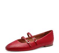 Tamaris Damen Ballerina mit Strap Leder flach, rot, 37 EU