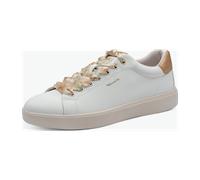 Plateausneaker TAMARIS, Damen, Gr. 37, sanftes weiß geblümt, Lederimitat, kontrastfarbene Details, Schuhe Plateausneaker, Freizeitschuh, Halbschuh, Schnürer in veganer Verarbeitung (33966006-37)