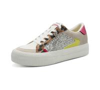 Plateausneaker TAMARIS, Damen, Gr. 40, leo kombiniert, Lederimitat, Textil, kontrastfarbene Details, Schuhe Plateausneaker, Freizeitschuh, Halbschuh, Schnürer mit Kontrastbesätzen und Glitzer (3312176