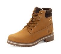 Winterboots TAMARIS, Damen, Gr. 39, camelfarben, Nubukleder, kontrastfarbene Details, Schuhe Winterboots, Blockabsatz, Schnürstiefelette mit DUO-TEX Ausstattung (94966861-39) camelfarben