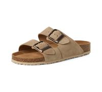 Pantolette TAMARIS, Damen, Gr. 38, taupe, Leder, unifarben, Schuhe Pantolette, Hausschuh, Schlappen mit zwei verstellbaren Schnallen (69800638-38) taupe