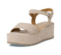 Tamaris Riemchensandale M2802042 Damen mit Keilabsatz IVORY SUEDE Beige Gr. 40 EU