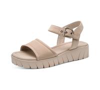 Riemchensandale TAMARIS, Damen, Gr. 38, creme, Nubukleder, unifarben, Schuhe Riemchensandale, Sommerschuh, Sandalette mit markantem Plateau (15049446-38) creme