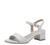 Tamaris Damen Sandaletten, Frauen Sandalen,Riemchensandalen,Leichter Absatz,Sommerschuhe,Freizeitschuhe,offene Schuhe,White,41 EU