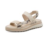 Keilsandalette TAMARIS, Damen, Gr. 40, beige snake, Leder, Textil, Veloursleder, Reptilienprägung, Schuhe, Trekkingsandale, Riemchensandale mit verstellbaren Klettverschlüssen (49465008-40) beige snak