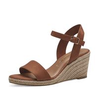 Tamaris Damen Plateau Sandalen Textil Vegan Keilabsatz Sommer; COGNAC/braun; 38