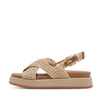 Tamaris - Modische Plateausandale mit Riemen in Flechtoptik beige - Gr. - 37