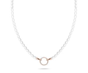 Tamaris Necklace - Halskette für Charms aus Edelstahl - IP Roségold - Glasperlenkette verstellbar bis 45 cm - wasserfest & hautfreundlich