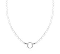 Tamaris Necklace - Halskette für Charms aus Edelstahl - Silber - Glasperlenkette verstellbar bis 45 cm - wasserfest & hautfreundlich