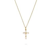 Tamaris Necklace - Halsketten mit Kreuz-Anhänger Edelstahl - IP Gold - Ankerkette verstellbar bis 47 cm - wasserfest & hautfreundlich