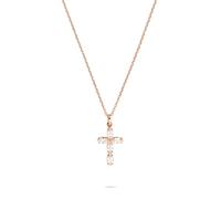 Tamaris Necklace - Halsketten mit Kreuz-Anhänger Edelstahl - IP Roségold - Ankerkette verstellbar bis 47 cm - wasserfest & hautfreundlich