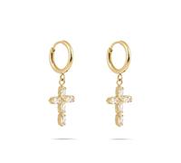 Tamaris Ohrring - Creole aus Edelstahl mit Kreuz-Anhänger - IP Gold - 1,2 cm - Klappverschluss - wasserfest & hautfreundlich