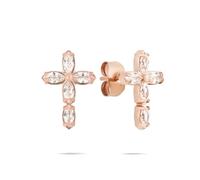 Tamaris Ohrring - Ohrstecker aus Edelstahl mit Kreuz-Motiv - IP Roségold - 1,4 cm - wasserfest & hautfreundlich