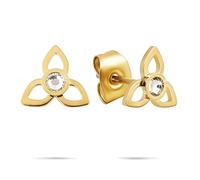 Paar Ohrstecker TAMARIS "Schmuck Geschenk Edelstahl Ohrringe in Blüten-Optik", gelbgoldfarben, kristallweiß, kristallweiß, Ohrringe, Damen, Edelstahl, mit Zirkonia (synth.) (39660749-0) gelbgoldfarben