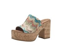 Tamaris Damen Mules Pantoletten mit Absatz Textil Banana-Absatz; BEIGE COMB/beige; 40 EU