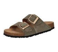 Pantolette TAMARIS, Damen, Gr. 40, oilv, Leder, unifarben, Schuhe Pantolette, Hausschuh, Schlappen mit zwei verstellbaren Schnallen (96394953-40) oilv