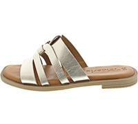 Tamaris Damen Mules Pantoletten Leder Blockabsatz Sommer; LIGHT GOLD/metallic; 36 EU