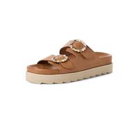Pantolette TAMARIS, Damen, Gr. 40, cognac, Leder, Schuhe Pantolette, Sommerschuh mit schmuckbesetzten, verstellbaren Schnallen (58604144-40) cognac